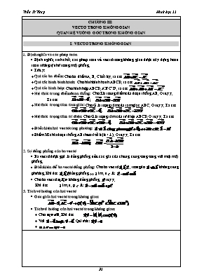 Ôn tập Hình học 11 - Chương III vectơ trong không gian Quan hệ vuông góc trong không gian